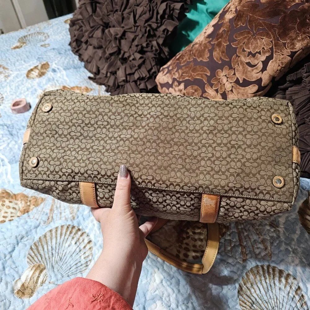 Vintage Coach Y2K Hamptons Large Travel Tote Bag Purse in Signature Jacquard